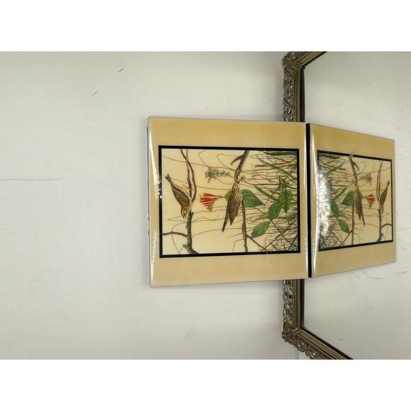 Vintage John James Audubon Savannah Sparrow Birds Wall Hanging Tile - Picture 10 of 10